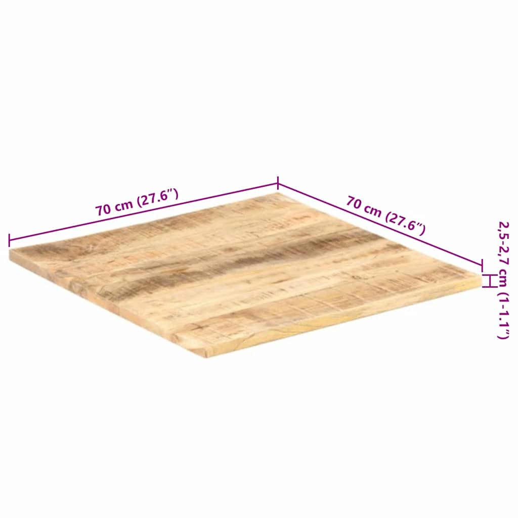 Solid Mango Wood Table Top 25 27 mm Thick 70 * 70 cm