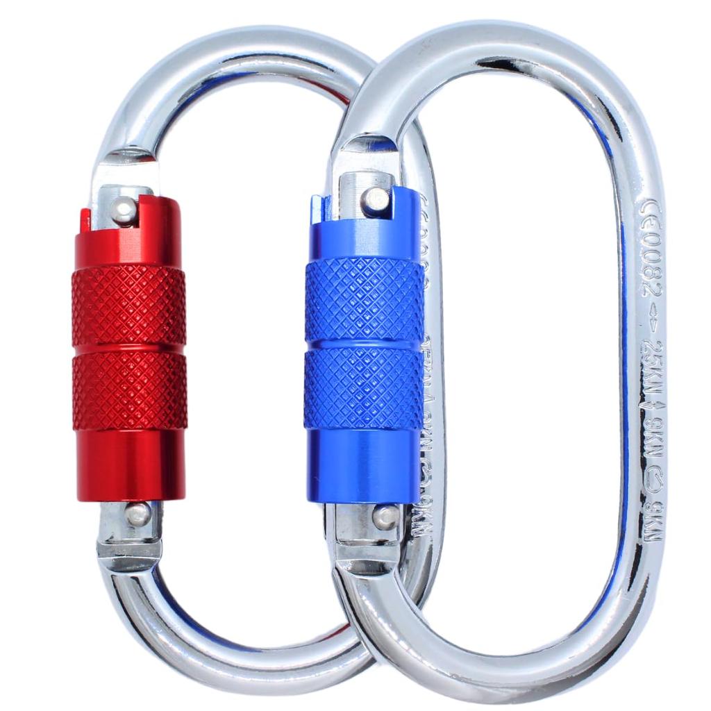 Kobe a specialty carabiner offers carabiners with a breaking strength of approximately 2500 kg Tested in steel weighs 166 g Pack of 2 in red and