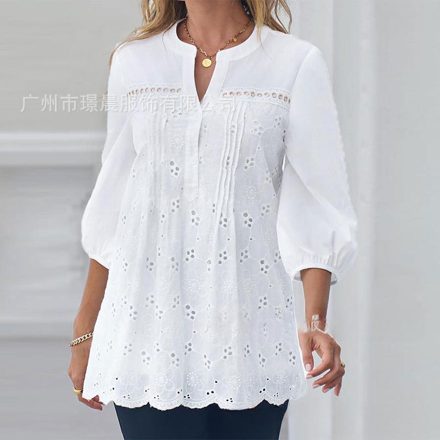 Autumn New Arrivals Women s Elegant Fashion High-End Solid Color Crew Neck Top S белый