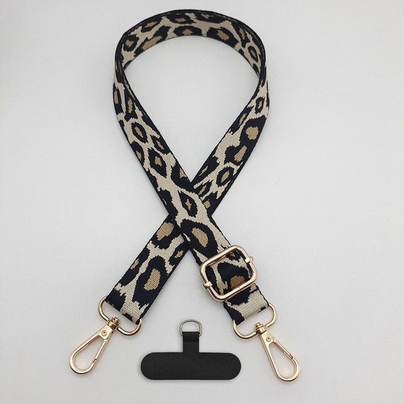 Retro Leopard Print Mobile Phone Bag Lanyard Adjustable Length Crossbody Neck Rope Anti-drop Universal Luggage Shoulder Strap