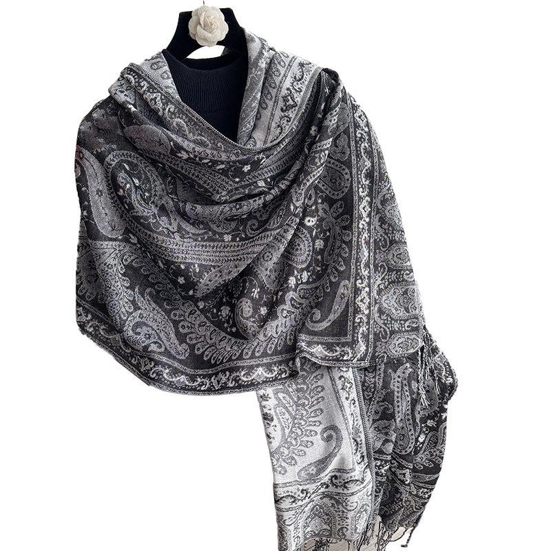 Scarf Women'S Shawl Ethnic Style Cashew Nut Colored Tassel Tourism Cloak Explosion