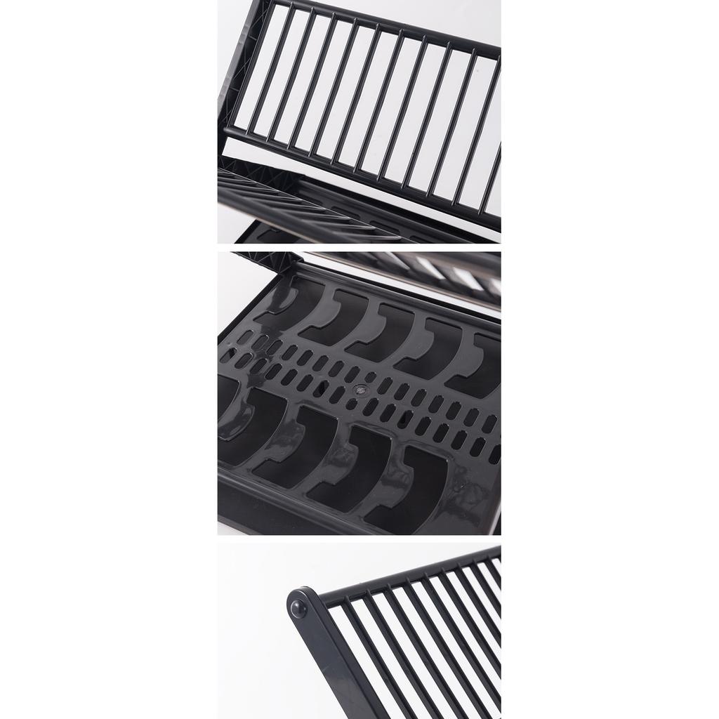 Double Layer Bowl Rack Multifunctional Dish Drying Rack Stainless Steel Dish Drainer for Kitchen Counter