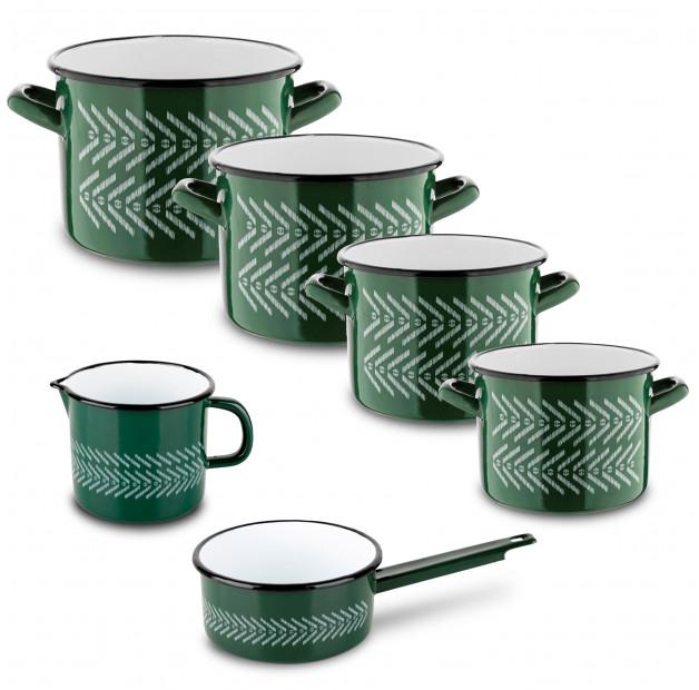 

Набор из 5 эмалированных кастрюль с кружкой с носиком EMALIA POLSKA PLESZEW BOHO