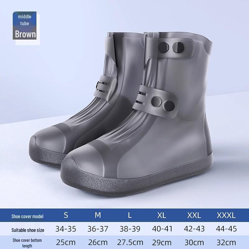 Waterproof Non-Slip Rain Boots: Thickened Silicone Shoe Covers for Men, Women, and Kids - Wear-Resistant, High-Top Design for Rainy Days.