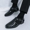 Fashion Stylish Men's Hollow Out Casual Leather Sandals Anti-Slip Business Leather Beach Shoes Leisure Walk Male Summer Flats Sandals