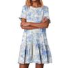 Women's Fashion Casual Round Neck Short Sleeve Ruffled Vintage Printed Dresses