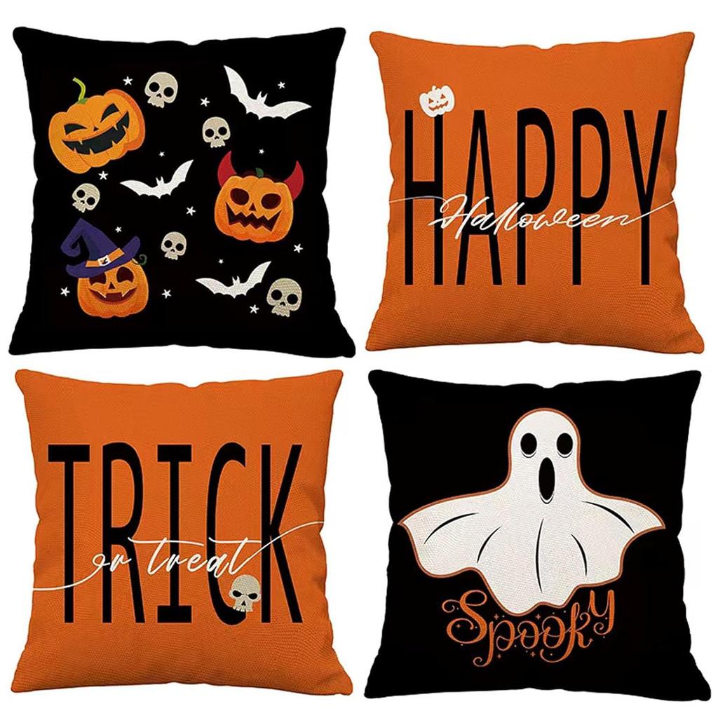 Halloween Pumpkin Skeleton Pillow Festival Home Party Decoration Living Room Sofa Cushion Bedroom Bedside Pillow Cover