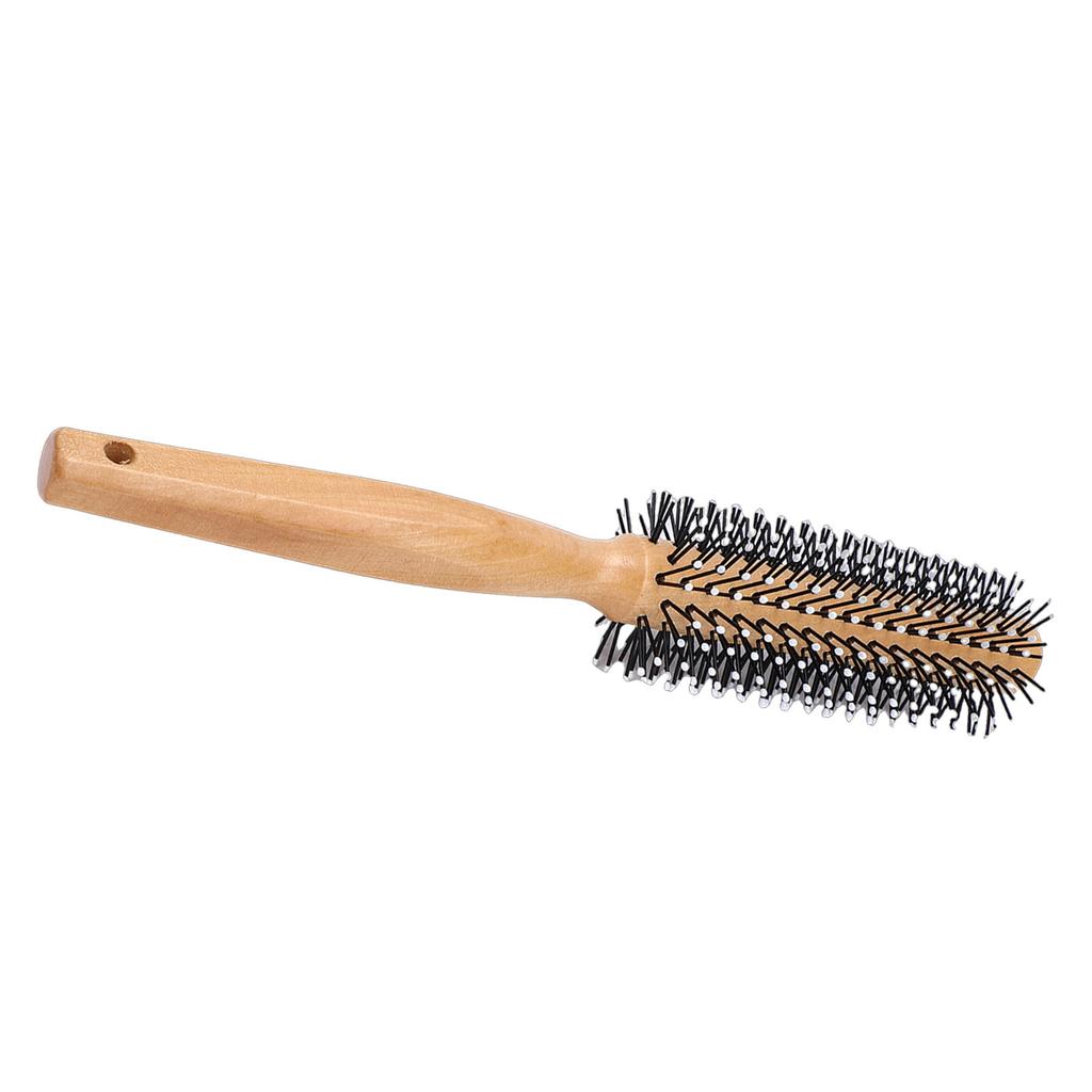 Round Hair Brush Smoothing Hair Reduces Frizz Wooden Round Curling Roller Comb with Anti Static Handle for Men Women