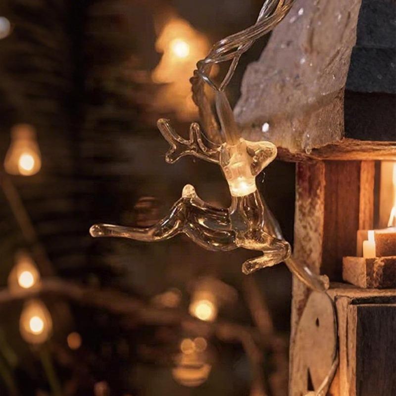 Neue LED Rentier Weihnachtsbaum Schneeflocke Stern Lichterkette für festliche Dekoration, Weihnachtsdekoration für Innen und bunte Lichter