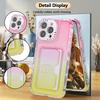 For iPhone 16 Pro Case Card Holder Gradient Color PC+TPU Anti Drop Phone Back Cover with Lens Film