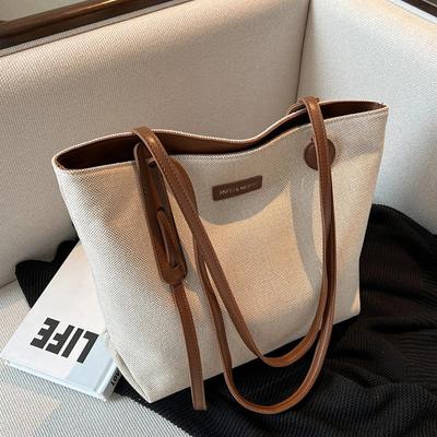 Casual Large-capacity Bag Women's Bag New Versatile Canvas Bag Commuter Shoulder Bag Simple Tote Bag
