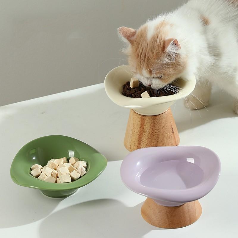 

Миска для корма для домашних животных, защита шейки матки, высокое деревянное сиденье для кошки, керамическая миска для предотвращения опрокидывания, поилка, миска для собаки, миска для риса для собак
