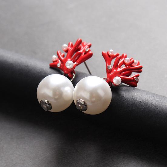 1 Paar Ohrstecker Korallenform Kunstperlen Schmuck Niedlich All Match Ohrstecker
