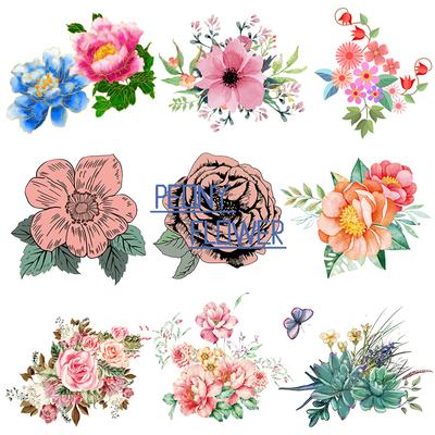 Parche de Flores Parches Termoadhesivos en Ropa Mariposa de Dibujos Animados Aplicación Térmica para Camiseta Pegatina Plancha sobre Transfer para Ropa DIY