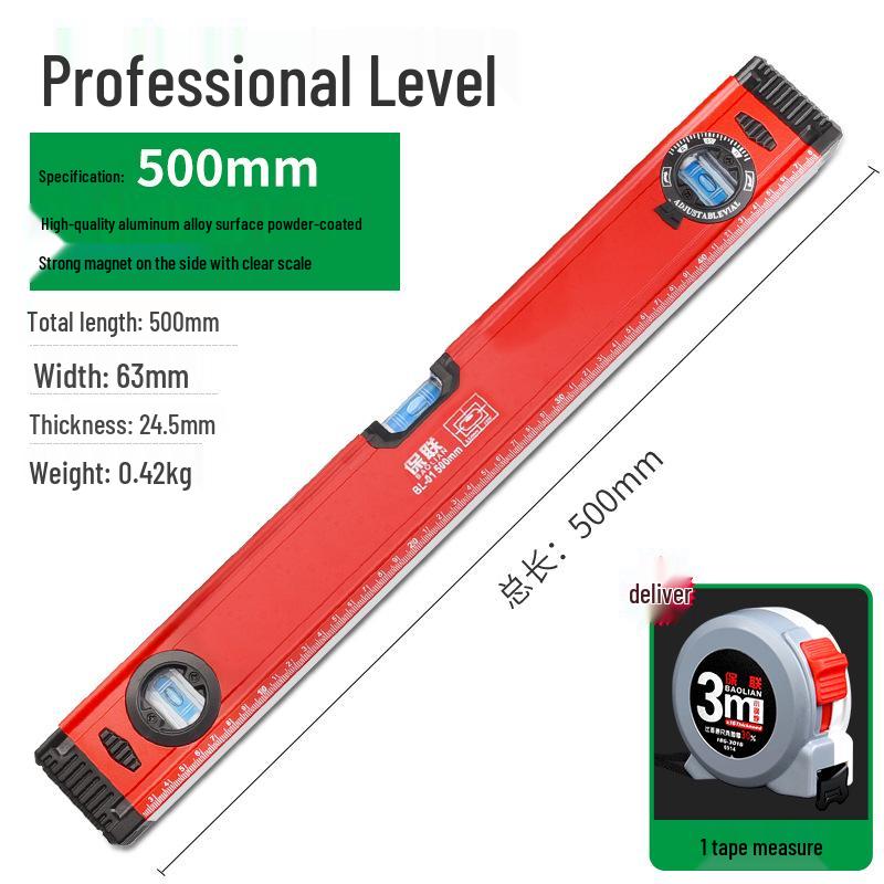 Aluminum Alloy Magnetic Spirit Level and Tape Measure Tool