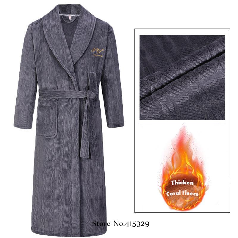 Coral Velvet Bathrobe Shower Kimono Robe Winter New Men's Home Wear Loose Thickened Pajamas