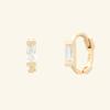 LUNNE 14k Baguette-cut Cubic One-Touch Earrings (14k Gold) A09