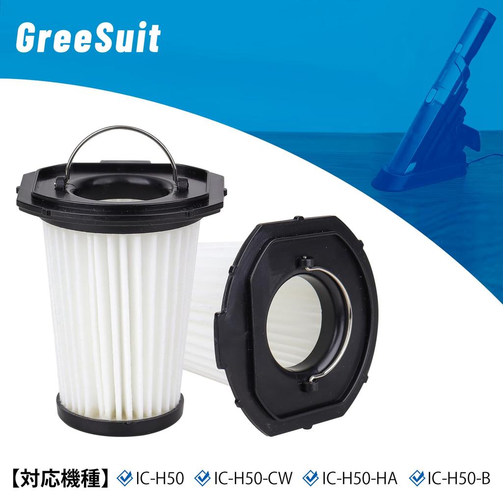 Compatible Replacement Parts for Iris Ohyama HEPA and Handheld Vacuum Cleaners and of IC-H50-B, IC-H50 Filters, IC-H50-CW IC-H50-HA (Pack 4)