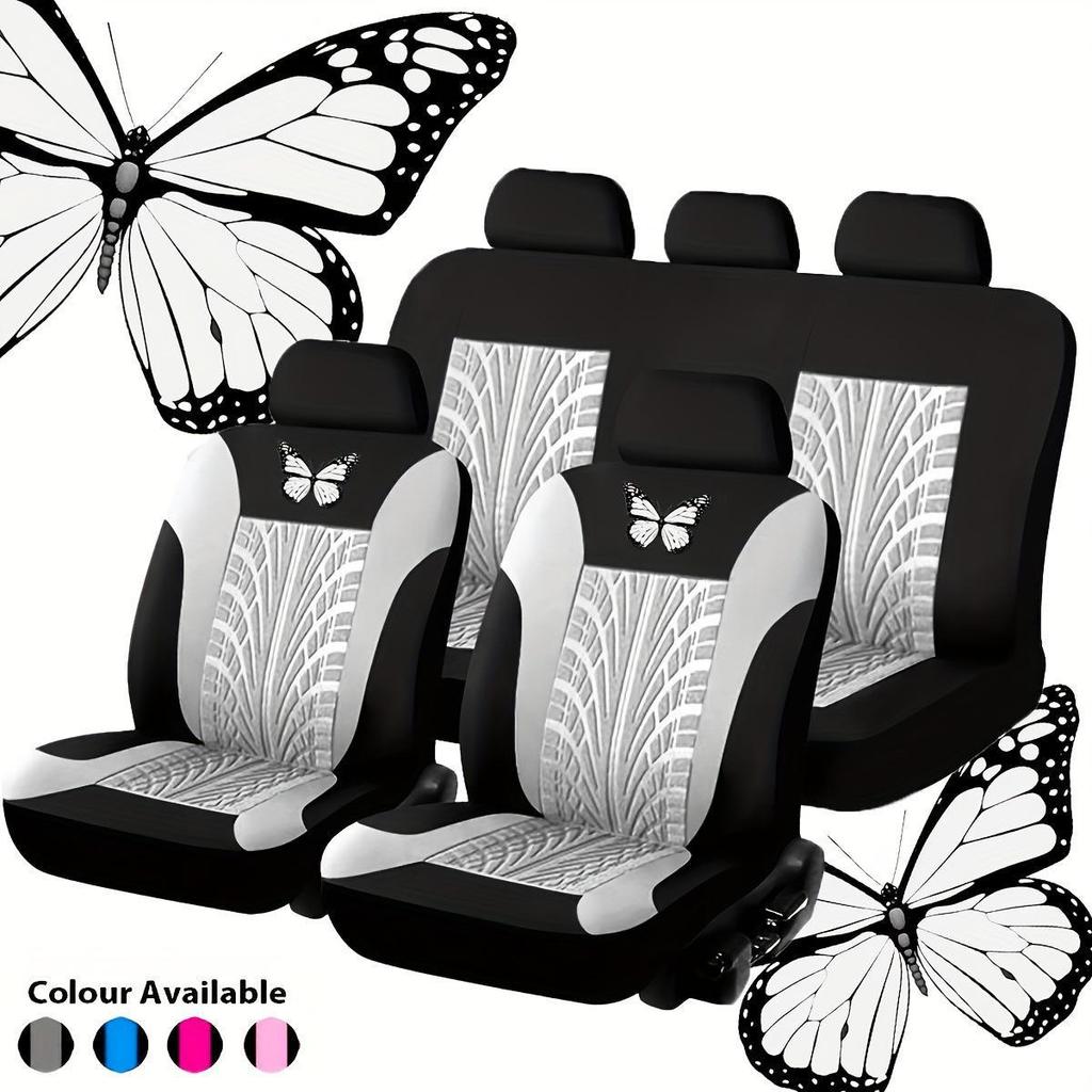 Butterfly Heat Transfer Car Seat Cover - 5 Seats Full Set, 9 Pieces. Middle East, Europe, America.