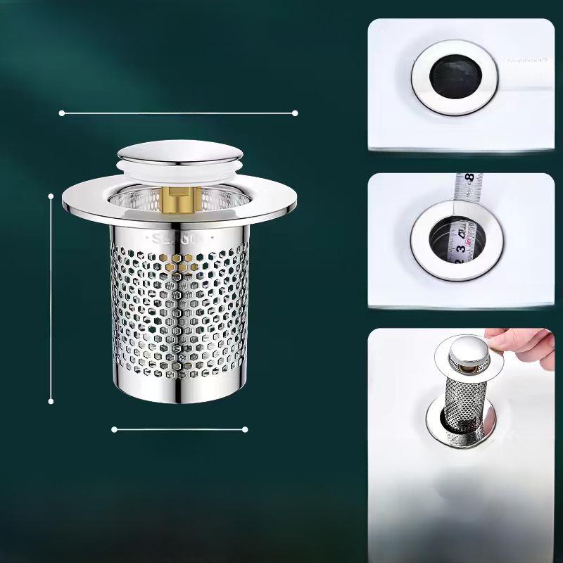 Bonde d'évier pop-up avec filtre à mailles et bouchon anti-odeurs