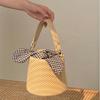 2025 Bow Plaid Straw Bucket Bag: Versatile Crossbody & Shoulder Handbag for Women