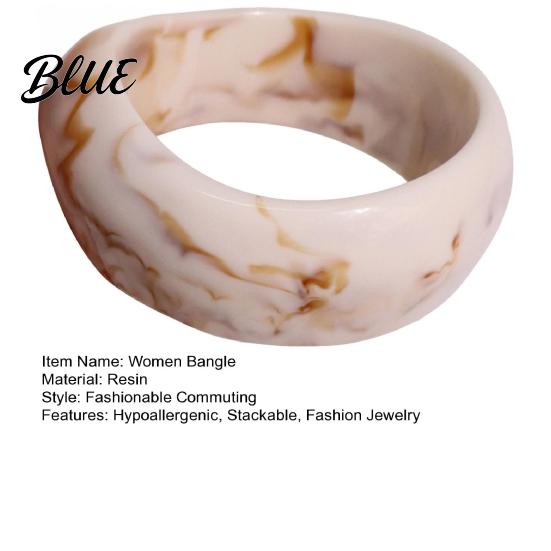 Women Fashion Jewelry Acrylic Resin Chunky Bangle Hypoallergenic Colorful Geometric
