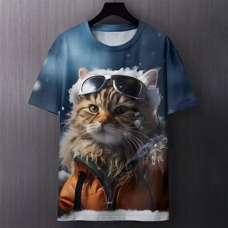 Funny Cat Creative T-Shirts Animal 3D Print Men's Women O-Neck Short Sleeve T Shirt Oversized Tees Harajuku Top Clothing