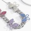 Accessories, Hip Hop Full Diamond Cuban Buckle Chain Necklace, Vintage Exaggerated Color Diamond Set Butterfly Necklace