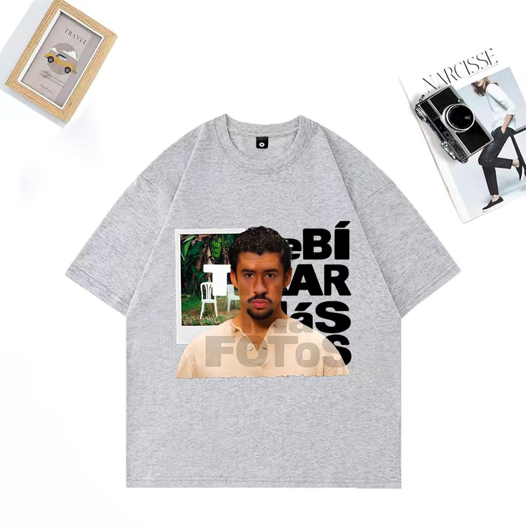 Debi Tirar Mas Fotos Casual T Shirts Men Women BAD BUNNY Funny Hip Hop Streetwear T Shirt Vintage Cotton Short Sleeve T-shirts