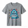 Unisexs Kawaii Chibi Blue Little Monster With Chibi Sign Print T Shirt Harajuku Casual Tee Unisex Summer Cotton Short Sleeve Tops