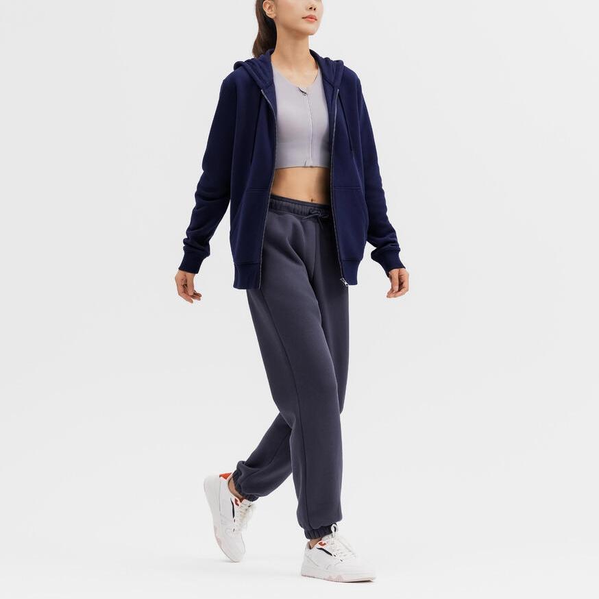 DECATHLON DOMYOS Soft Warm Fleece Long Sleeve Jacket Women's Navy Blue