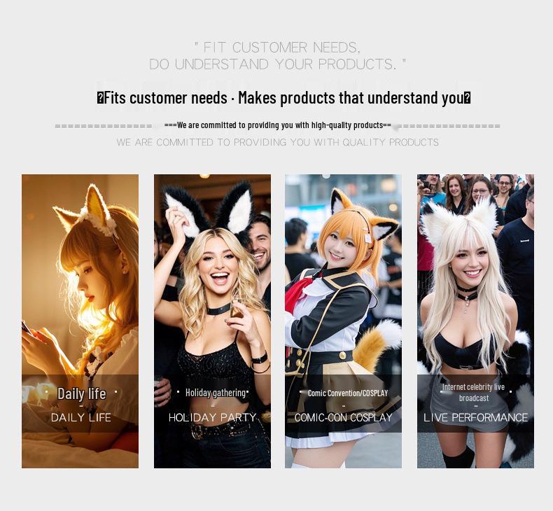 Pluszowy Zestaw Cosplayowy z Uszami i Ogonem Kota na Halloween