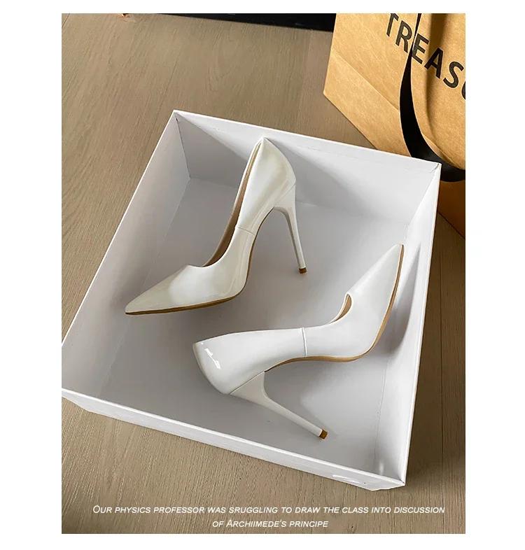 New Design Shoes Autumn Black Patent Leather Pointed Toe Women's High Heels Sexy Women's Dresses Slim Heels Women Wedding