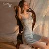 Women's Satin Padded Backless Cami Sleep Dress for Fall Winter