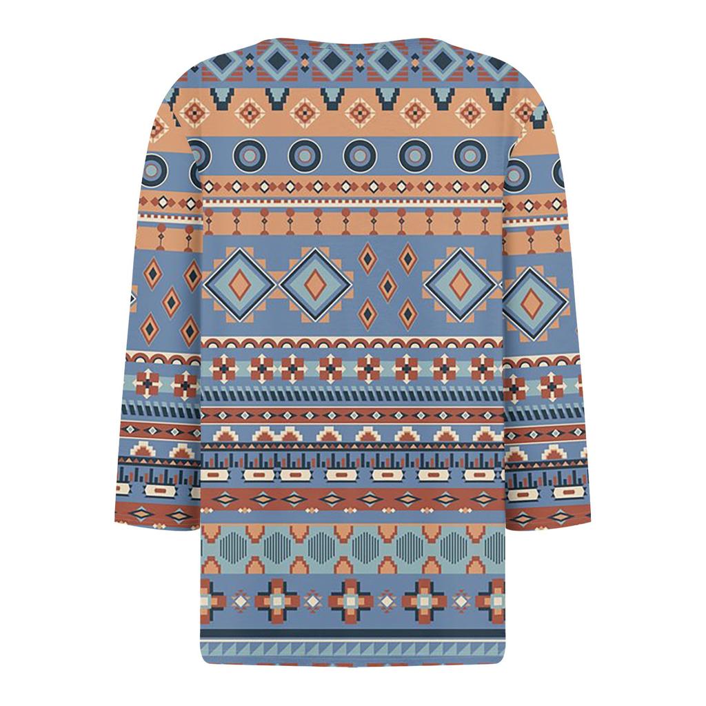 Damen V-Ausschnitt Freizeit Dreiviertelarm Knopf-Detail Top mit Blumenmuster