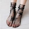 Korean Style Floral Lace Mesh Slouch Mid-Calf Socks - Breathable, Thin, Transparent, Sweet Fairy Design