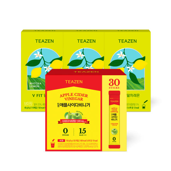 TEAZEN V-Fi Tea Bags Ma Tea Bags chaLemon 30Sticks+Apple Cider Vinegar 30Sticks