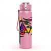 1PC Abstract Graffiti Line Art Print 750ml Color Plastic Sports Water Bottle Leakproof Flip Straw Lid Suitable for Sports Office Home Use