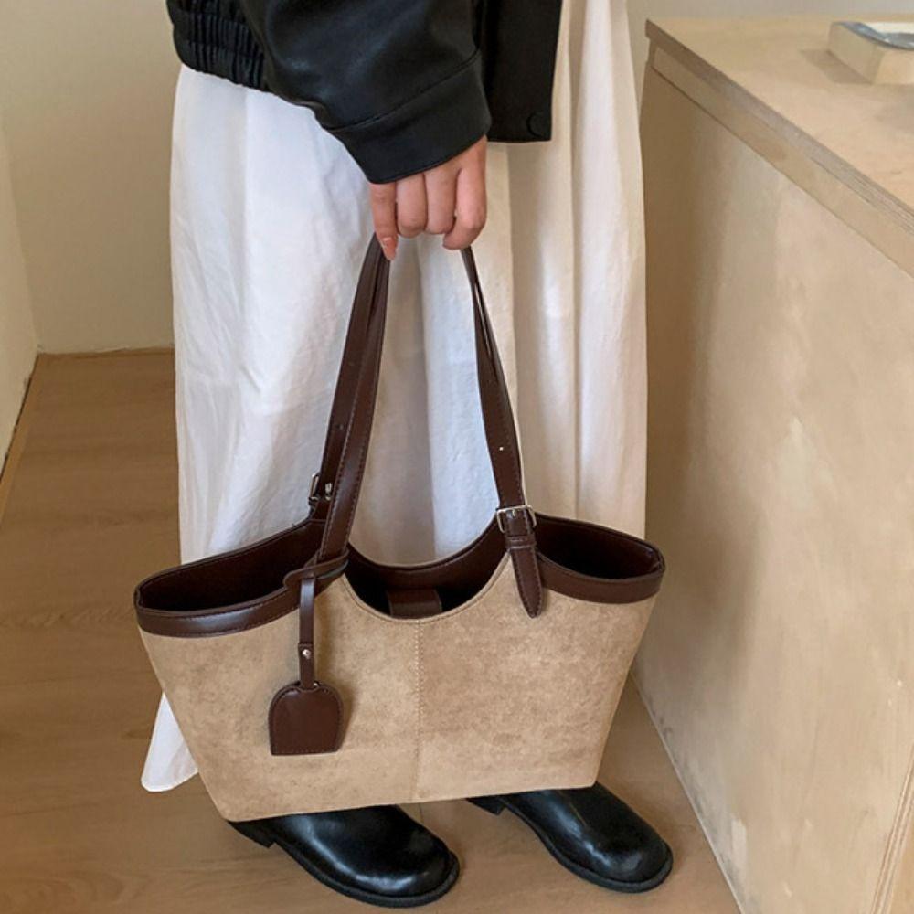 Solid Color Suede Shoulder Bag Korean Style Underarm Packs Casual Matte PU Handbag  Travel