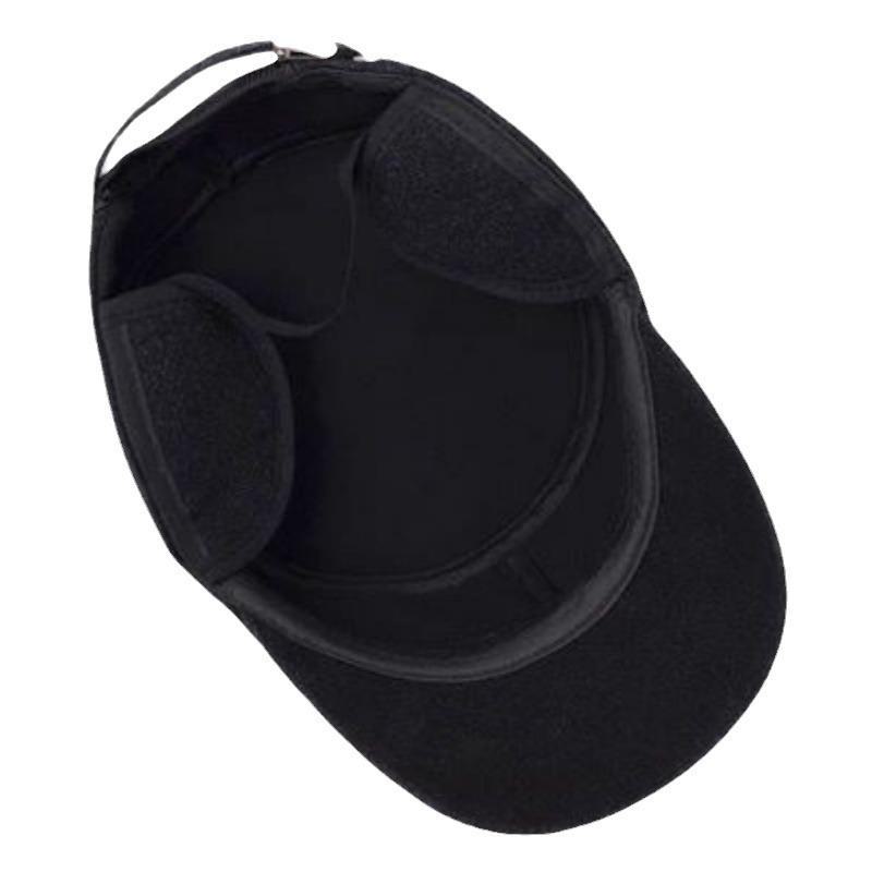 Schiebermütze aus Wolle mit Lederkrempe und Ohrenschutz für Herren - Warme, dicke Baumwollmütze für mittleres und älteres Alter (Herbst Winter).