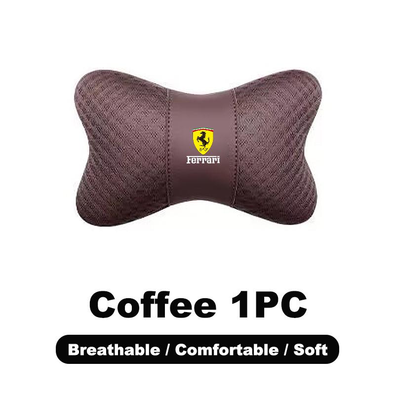 1pcs Car Leather Headrest Seat Lumbar Pillow Auto Accessories For Ferrari F430 Stradale Roma 488 Spider SF90 LaFerrari Portofino MQ6