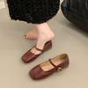 Silver Mary Jane shoes women's head French word with thick heel temperament gentle light mouth 2025 new single shoes flat bottom