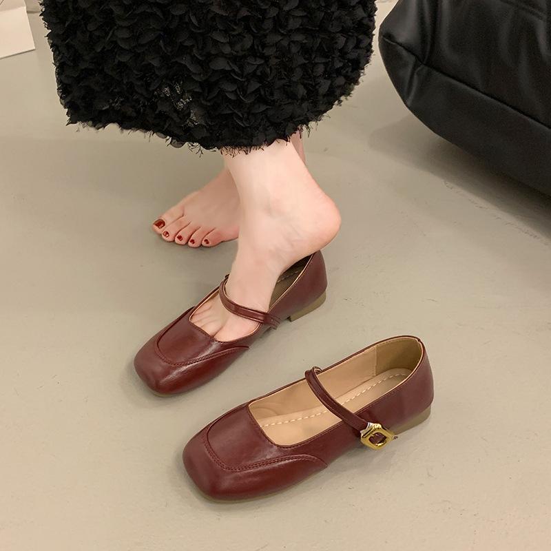 Silver Mary Jane shoes women's head French word with thick heel temperament gentle light mouth 2025 new single shoes flat bottom