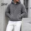 Men Thermal Sweatshirt Plush Hoodie Teddy Fleece Pullover with Kangaroo Pocket Loose Winter Cold Weather Clothing Fit Fuzzy Warm Jumper for