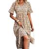 V-neck Short Sleeve Floral Printed Dress Summer Fashion Elegant Loose Long A-line Party Dresses Casual Bohemian Beach Slim Fit Elegant Clothing