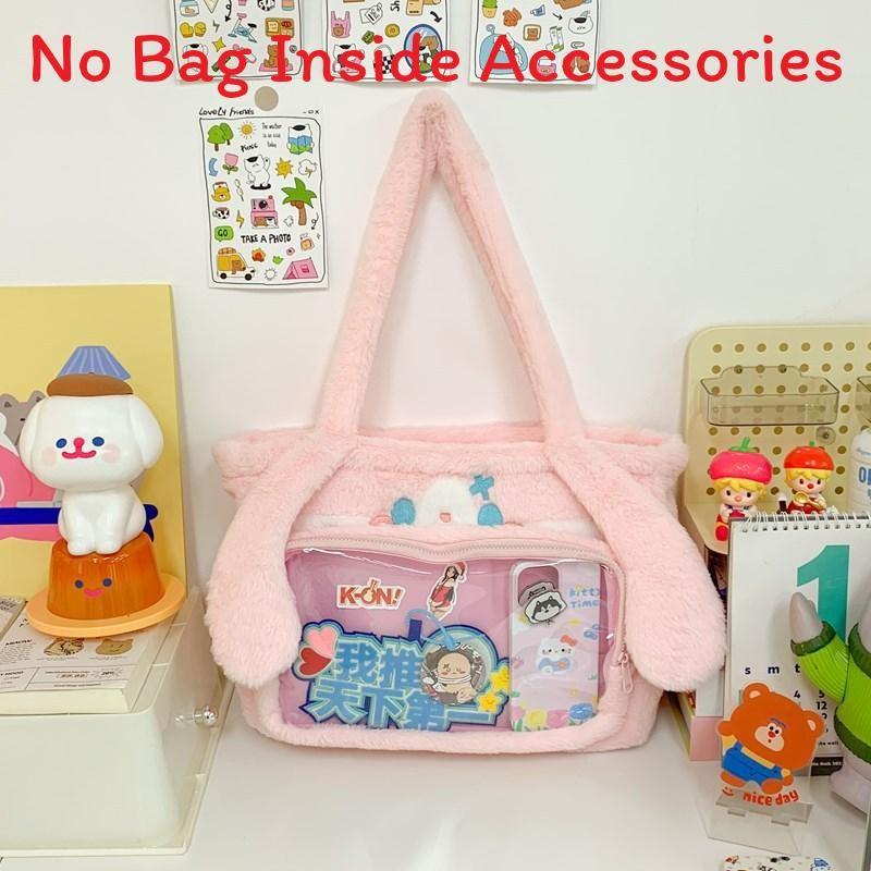 Bunny Plush Soft Cat Snack Tote Cartoon Shoulder Bag With Design Transparent