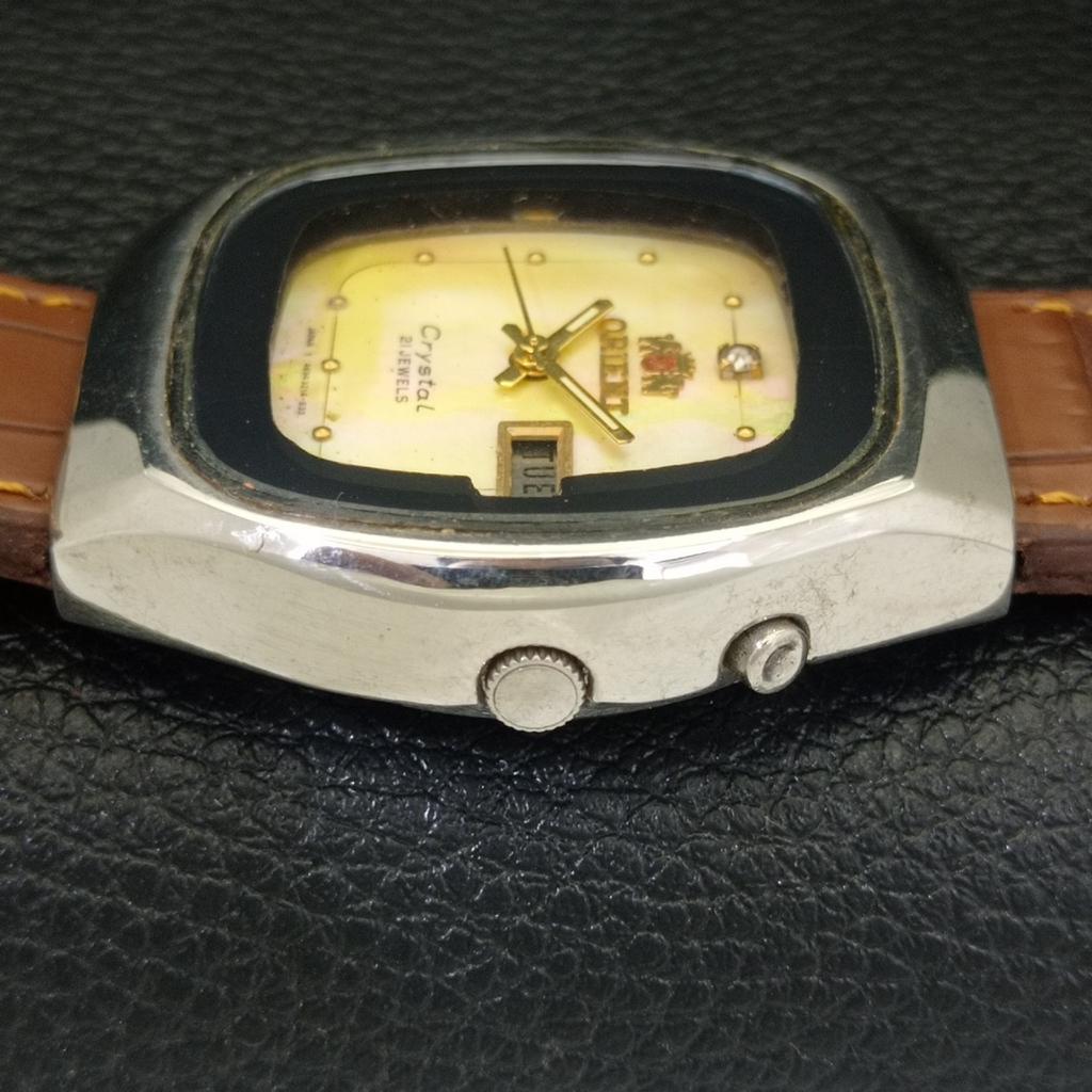 VINTAGE ORIENT CRYSTAL AUTOMATIC JAPAN 46941 MENS ORIGINAL DIAL WATCH A703340-1