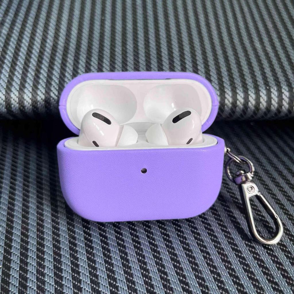 PU Leather Solid Color Wireless Earphone Case for Airpods Pro 2 & Airpods 4 3 2 1 Scratch-proof Drop-proof Inner Flocking Cover