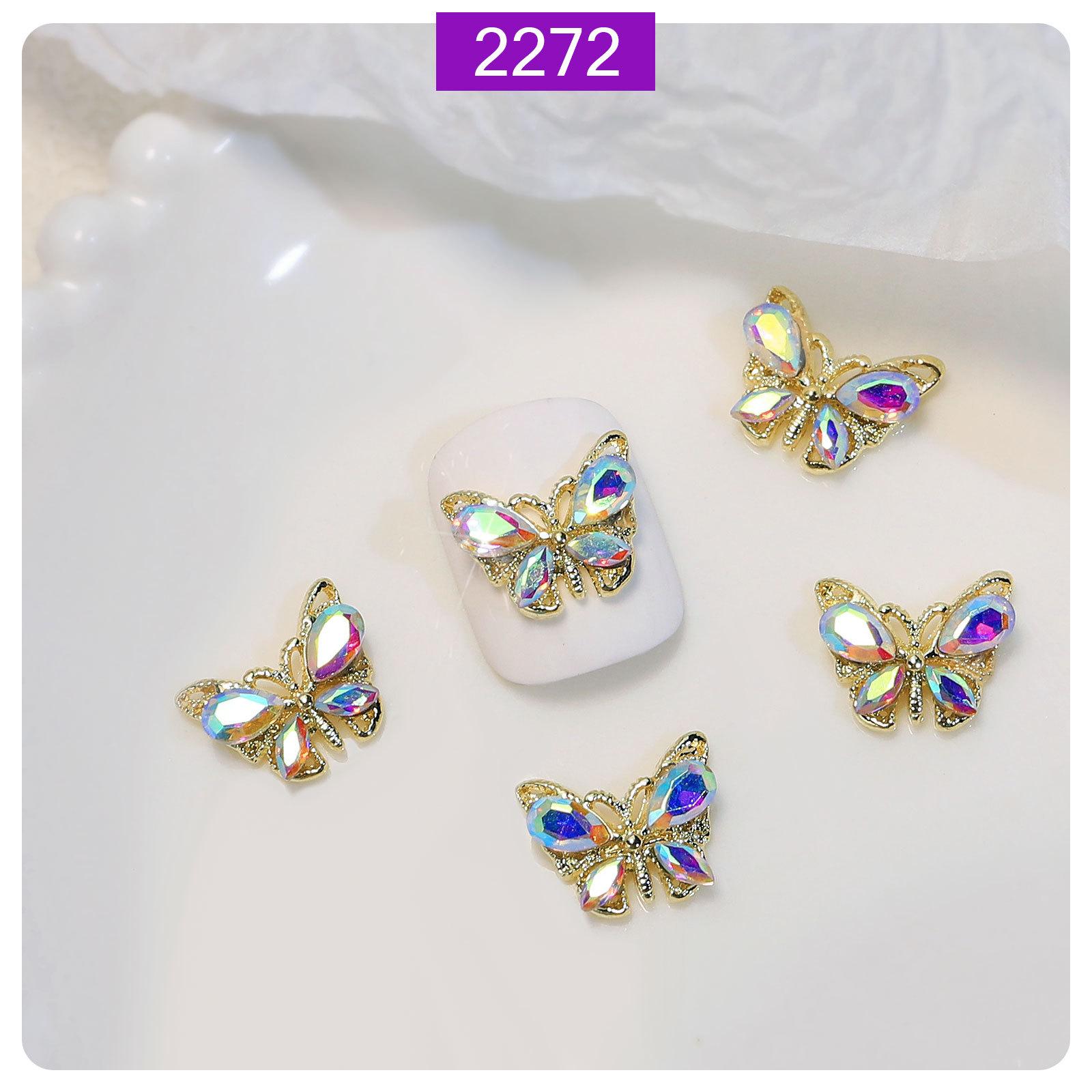 

5pcs 3D супер блискучий сплав метелик Орнамент Crystal Rhinestone Циркон Прикраси для нігтів Nail Art Декорація