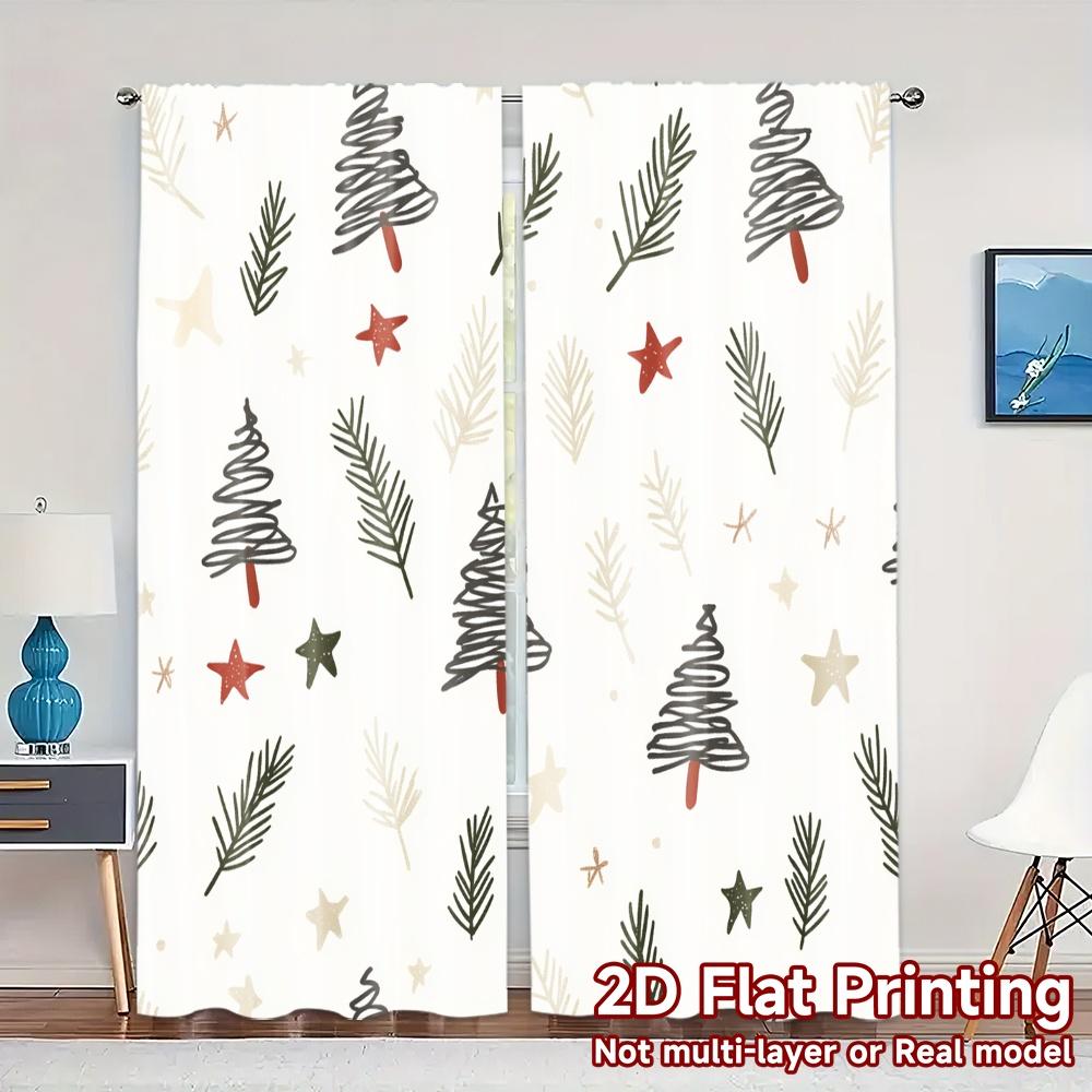 

2pcs,Curtains Christmas Trees Stars Berries (3) Creative Modern Curtains Polyester Curtains Home Decor Ldeal for Living Room and 52.50×116.00 CM 2pcs
